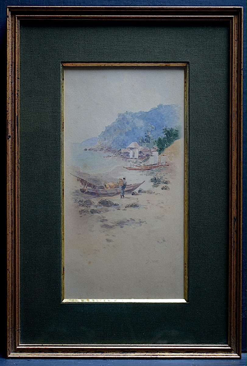 Indochine Chine Asie Monogramme  S.HM Paire Aquarelle Marine XX ème RT1168-photo-1