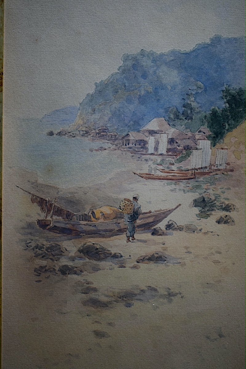 Indochine Chine Asie Monogramme  S.HM Paire Aquarelle Marine XX ème RT1168-photo-3