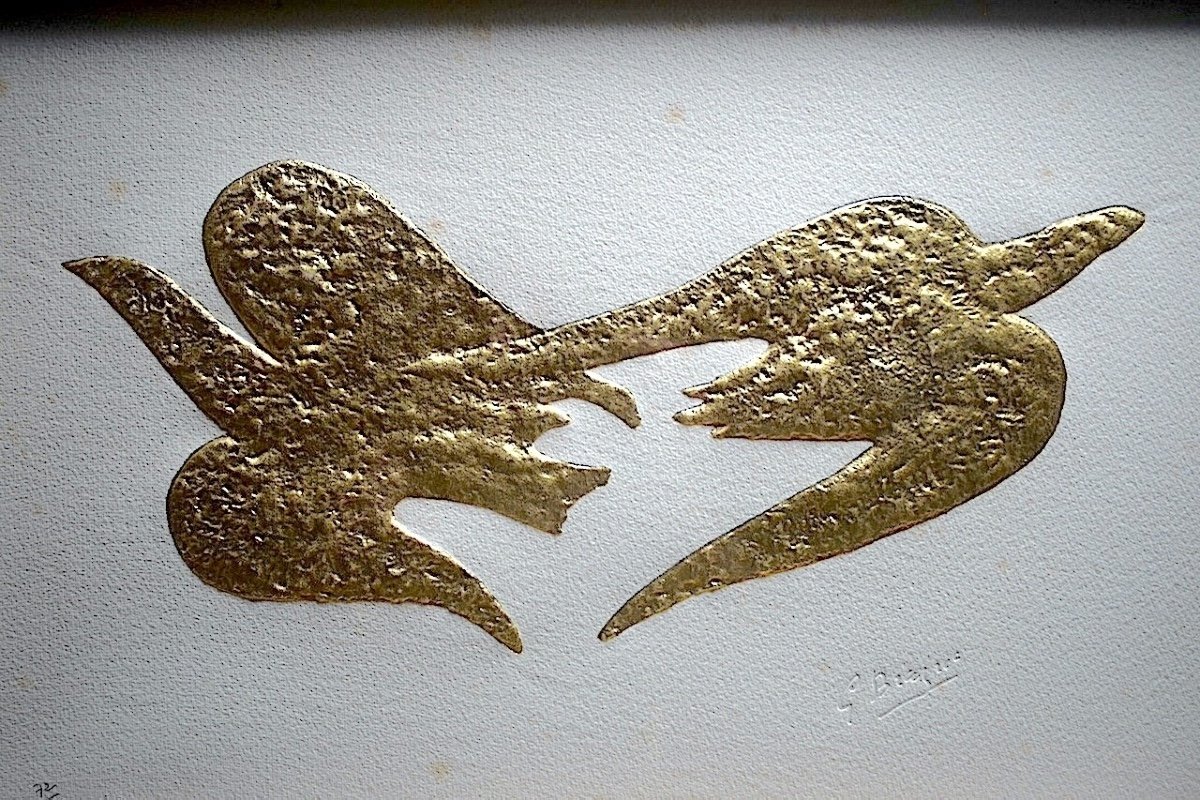 Gold Embossed Lithograph Tribute To The Jewels Of Georges Braque Signed By The Publisher Ref1172-photo-2