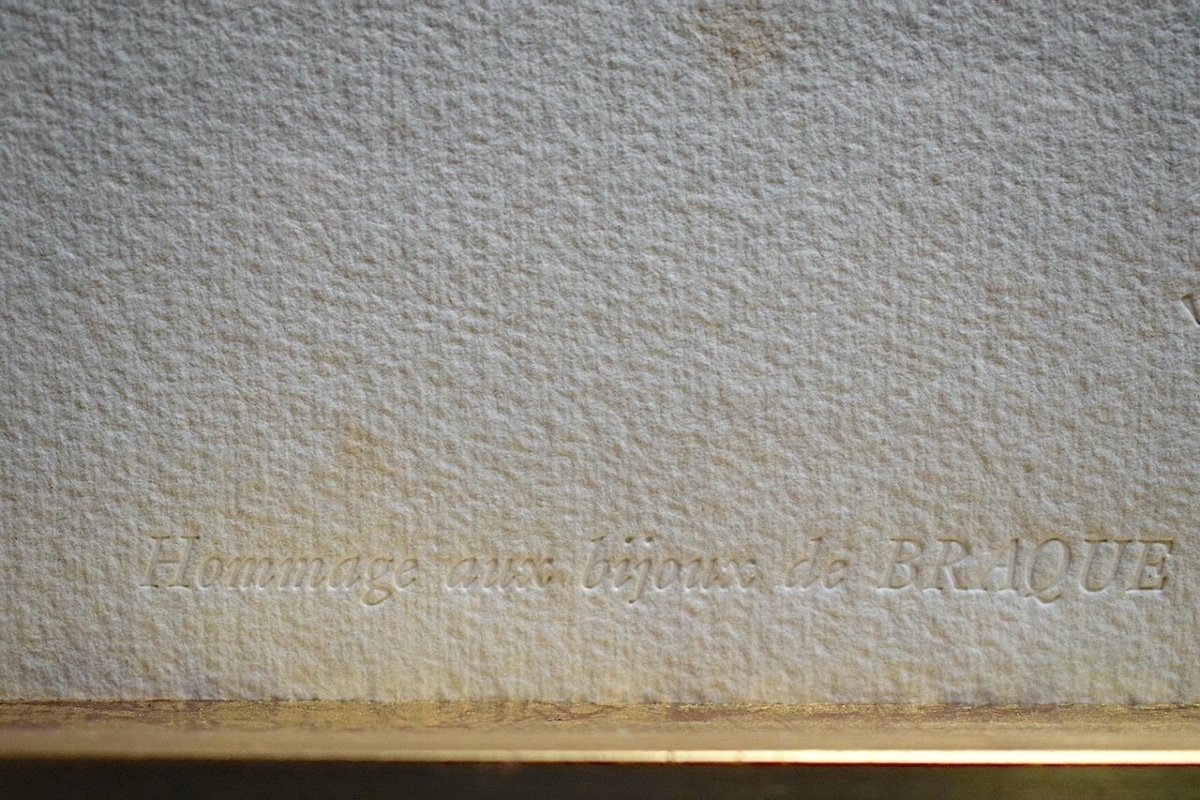 Gold Embossed Lithograph Tribute To The Jewels Of Georges Braque Signed By The Publisher Ref1172-photo-3