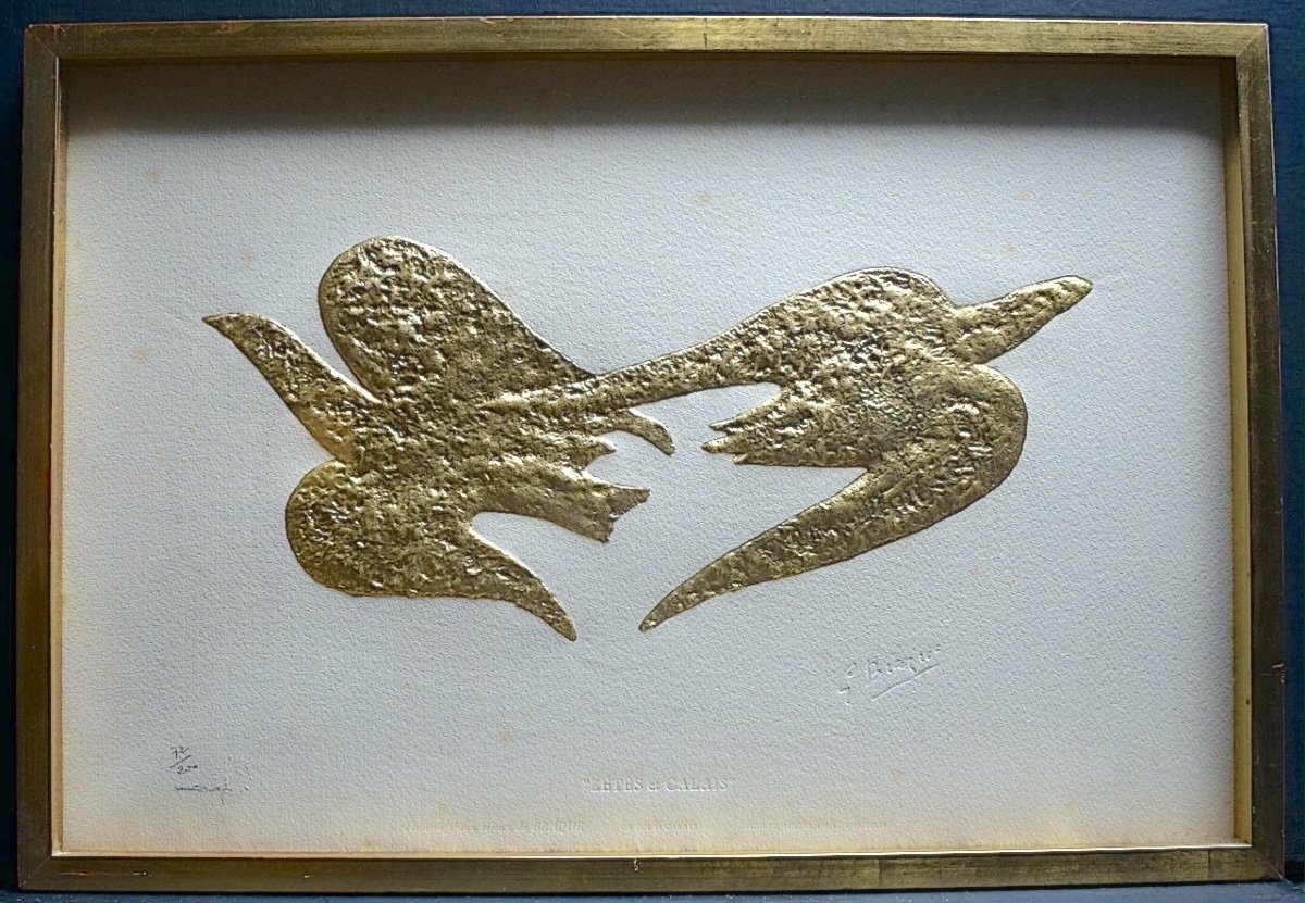 Gold Embossed Lithograph Tribute To The Jewels Of Georges Braque Signed By The Publisher Ref1172