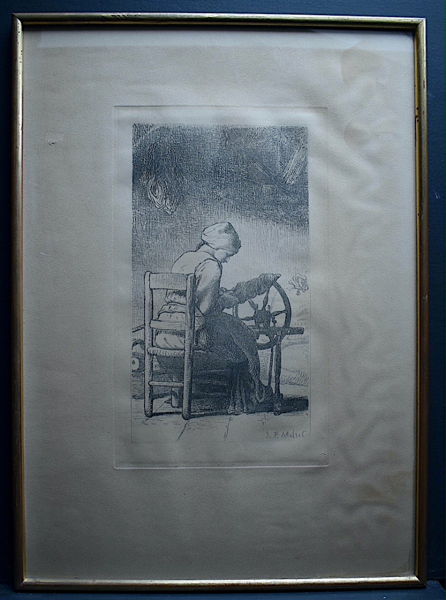 Paul Van Ryssel The Spinner After Jf Millet 19th Century Rt1200
