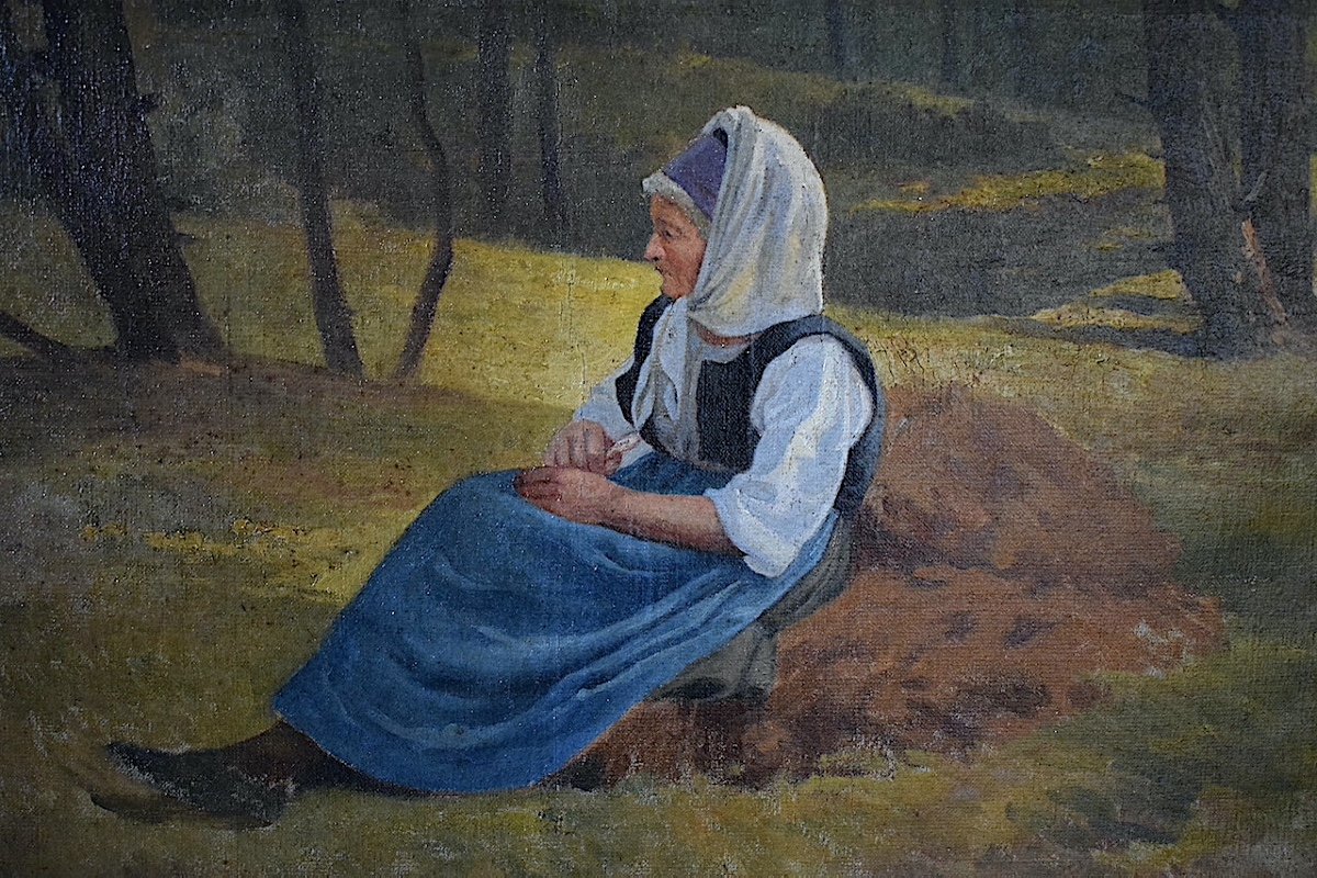 Ecole Bretonne Femme dans La Forêt Bretagne Impressionniste Symbolisme  XIX ème Siècle Rt1221-photo-3