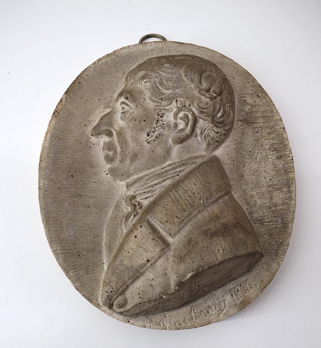 Frédéric Flacheron Médaillon En Plâtre Portrait Profil Louis Cécile Flacheron Ref1082 