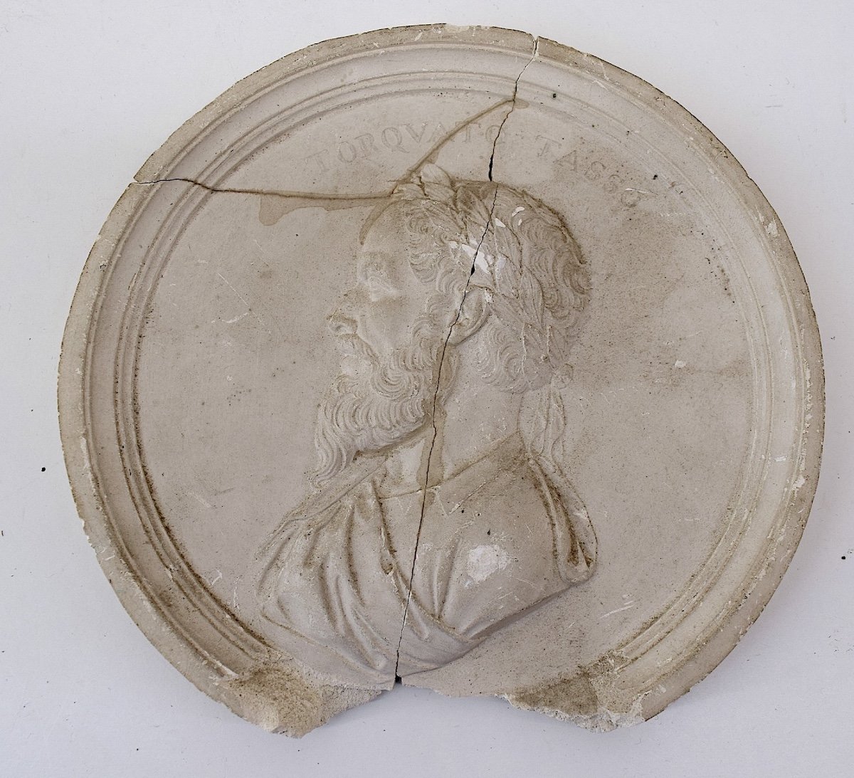 Médaillon Plâtre Portrait Profil  De Torquato tasso Poète Italien Du 16 ème Siècle Ref1092-photo-4