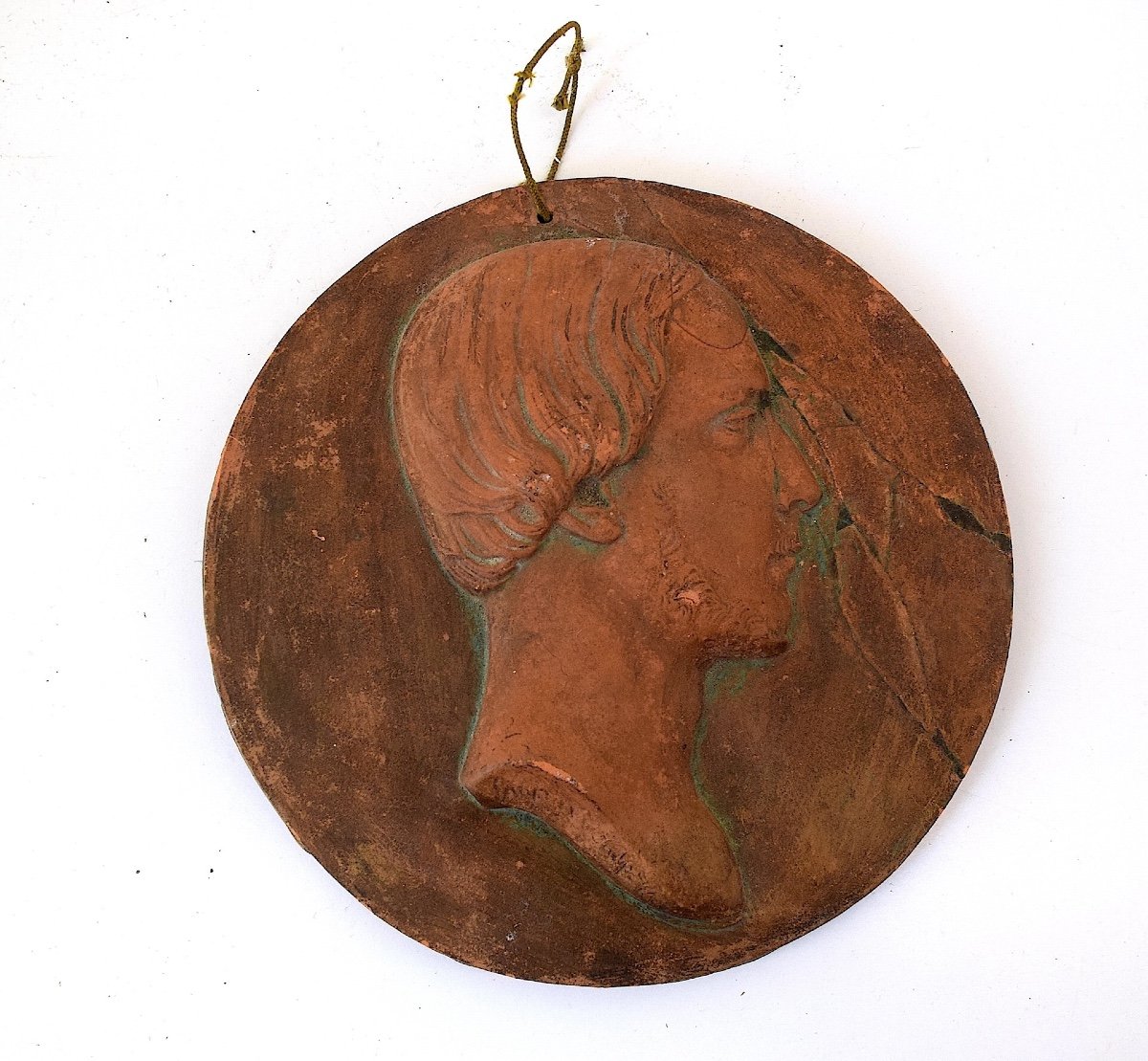 M&eacute;daillon En Terre Cuite Portrait Profil d&#039;Un Homme &agrave; Identifier   Ref1094 