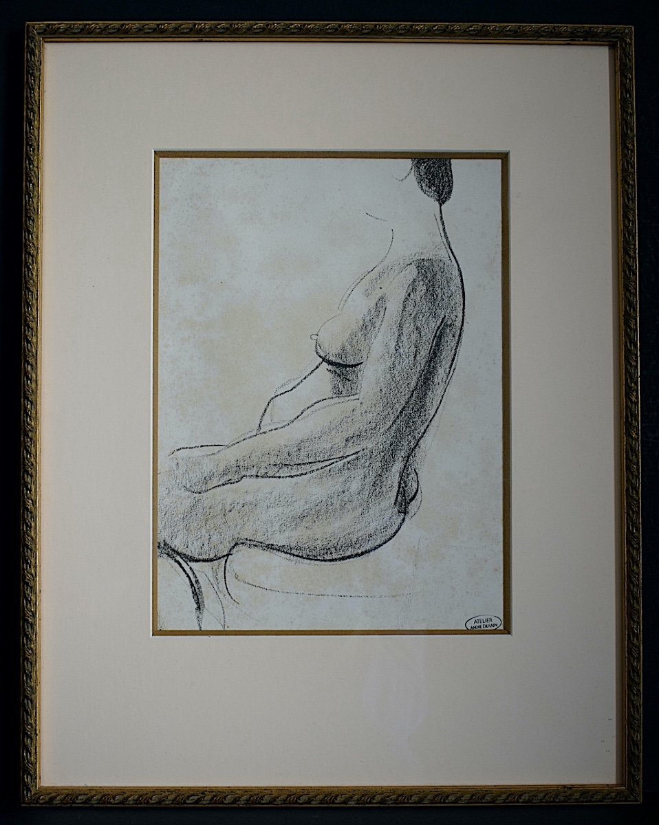 Dessin Cachet d'Atelier André Derain Nu Féminin Assis XXème RT1164 -photo-4