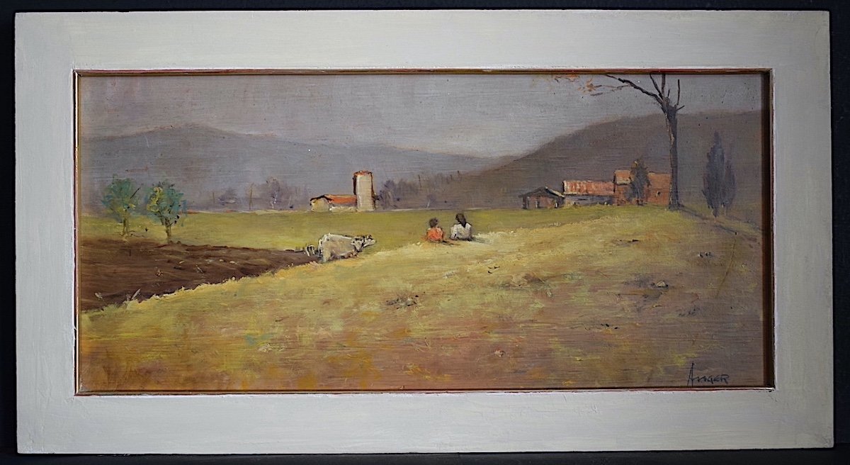Hans Anger Australian Artist Animated Landscape Countryside Scene Mountain 20th Century Rt1231