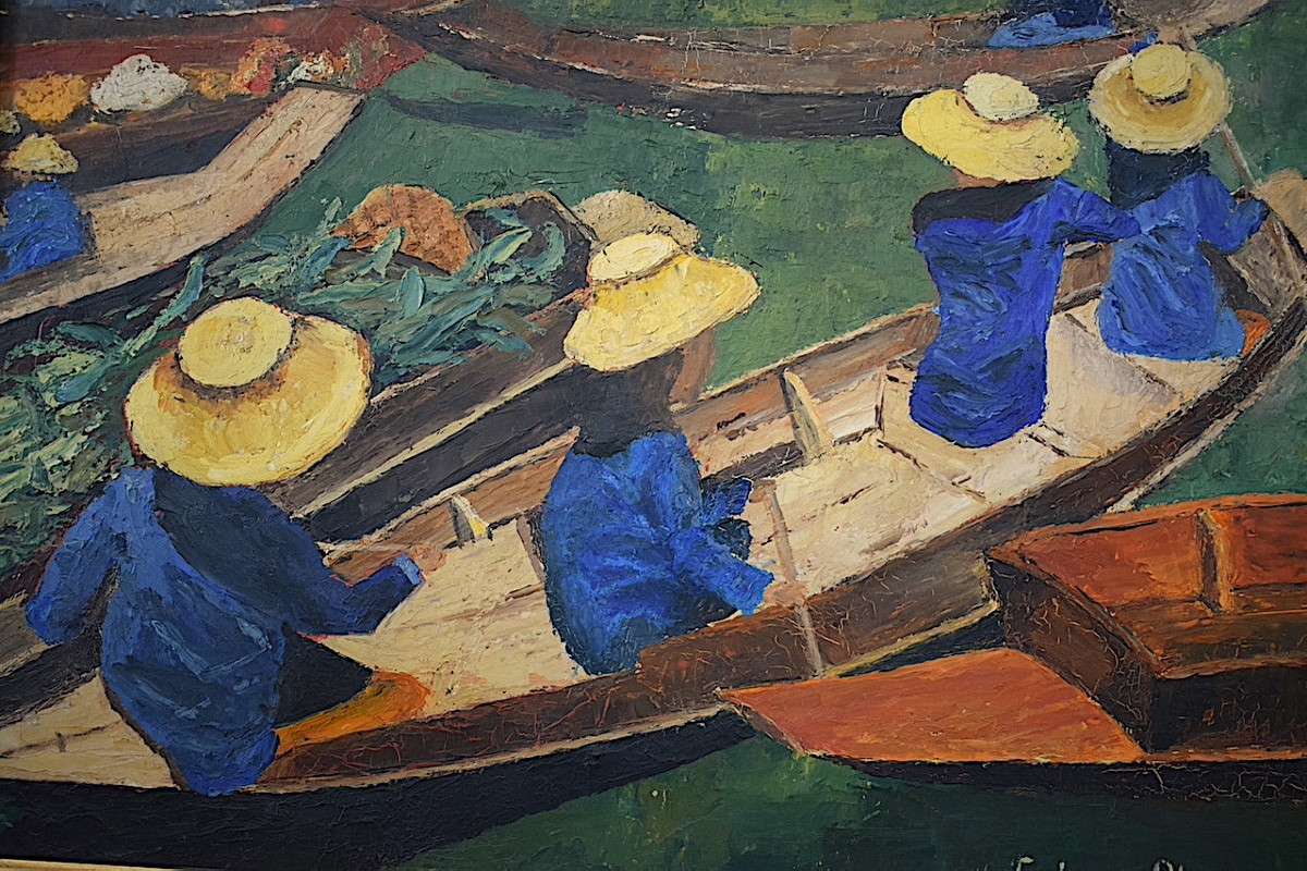 Floating Market Thailand  Asie Signed Fabre – Olmes 20th Century Rt1261-photo-3