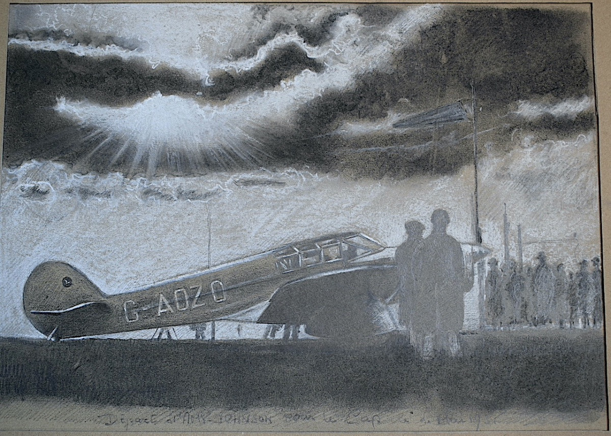 Scène Historique Aviation Amy Johnson Vol Londres Le Cap 1936 en Percival  Rt1268-photo-2