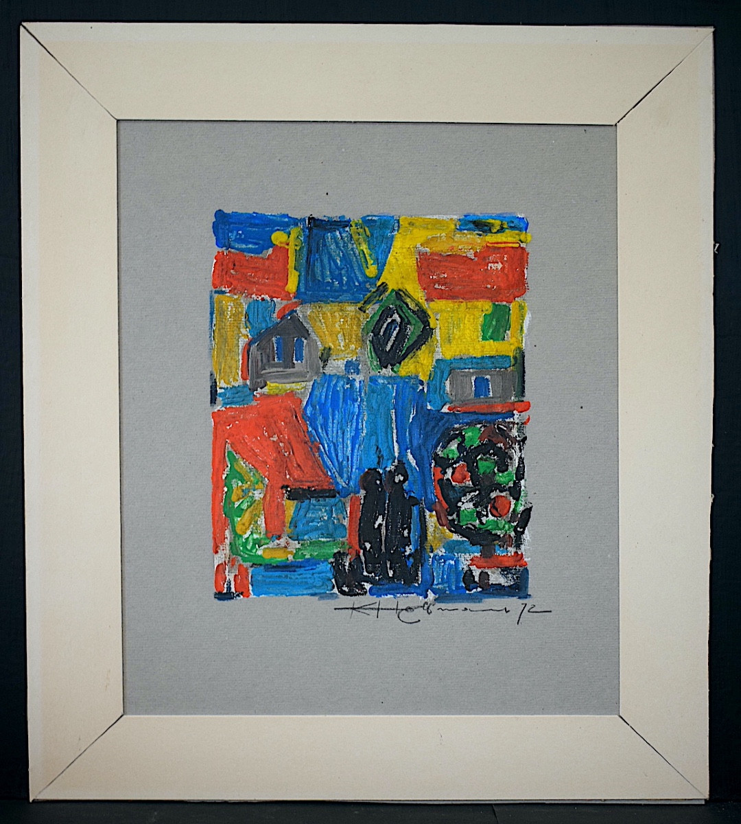 ABSTRAIT cubiste années 70 signé à identifier XX ème siècle RT1270