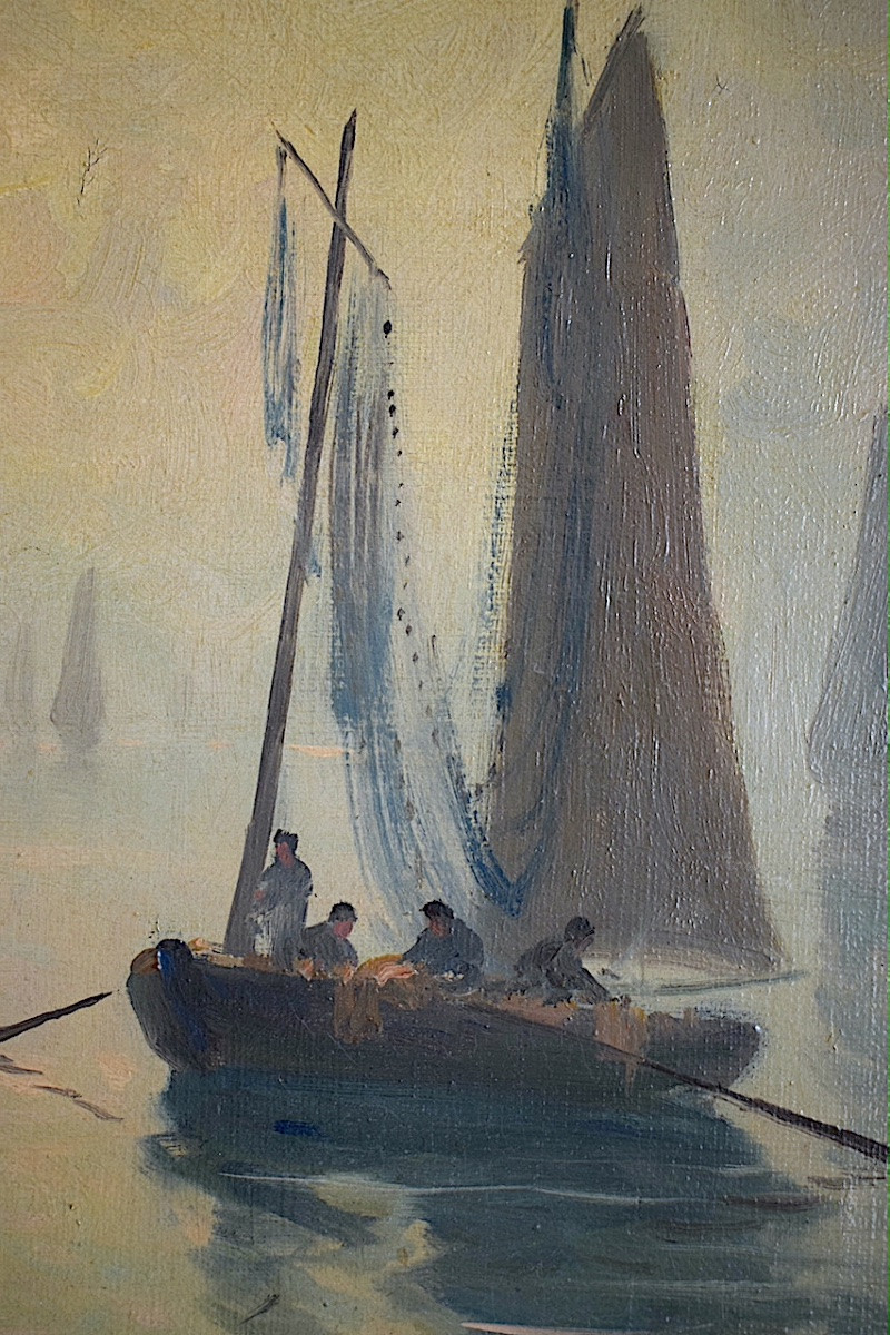 Paul Philippe Brittany Marine Animated Port Scene Fishing Fishermen Breton Port XIX XX R1281-photo-3