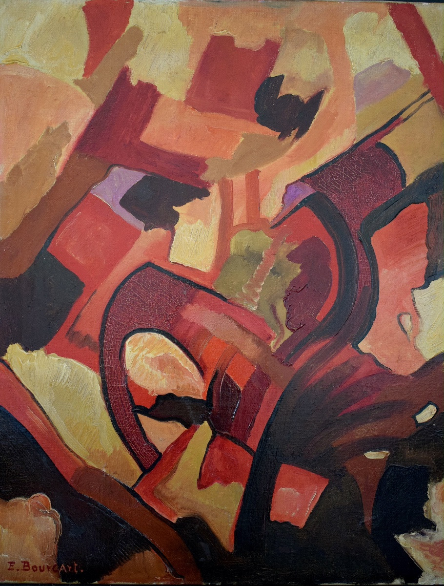 Abstract 1960s Signed E Bourcart 20th Century Rt1283-photo-2