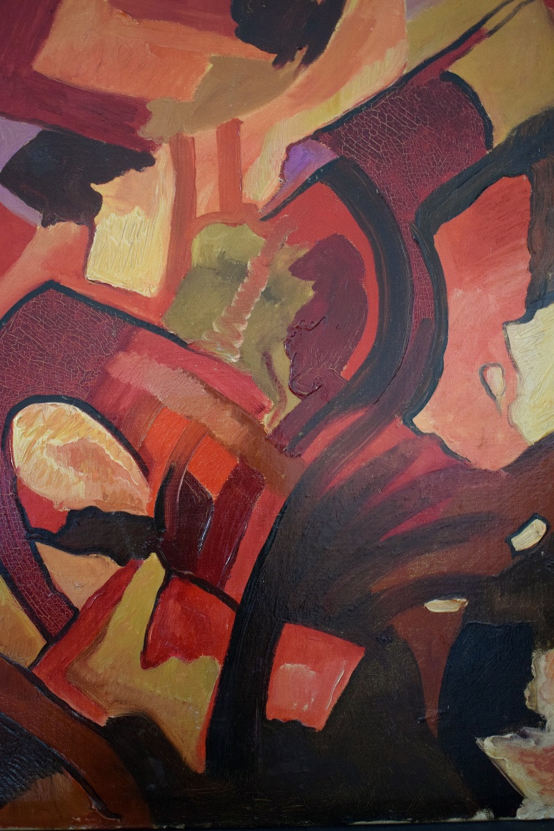 Abstract 1960s Signed E Bourcart 20th Century Rt1283-photo-3