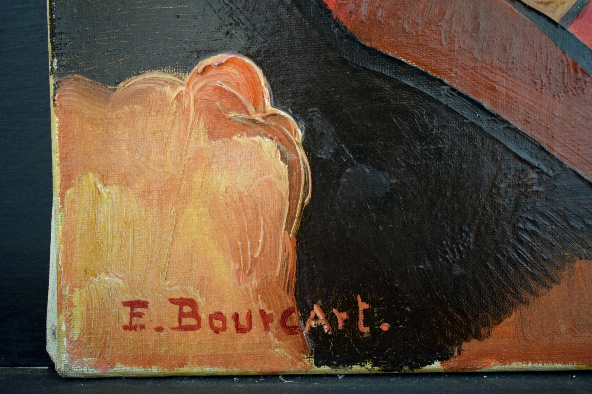 Abstract 1960s Signed E Bourcart 20th Century Rt1283-photo-3