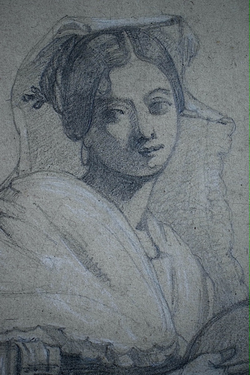 Arlesian Drawing With Tambourine Provence 19th Century Monogram To Identify Rt1297-photo-4