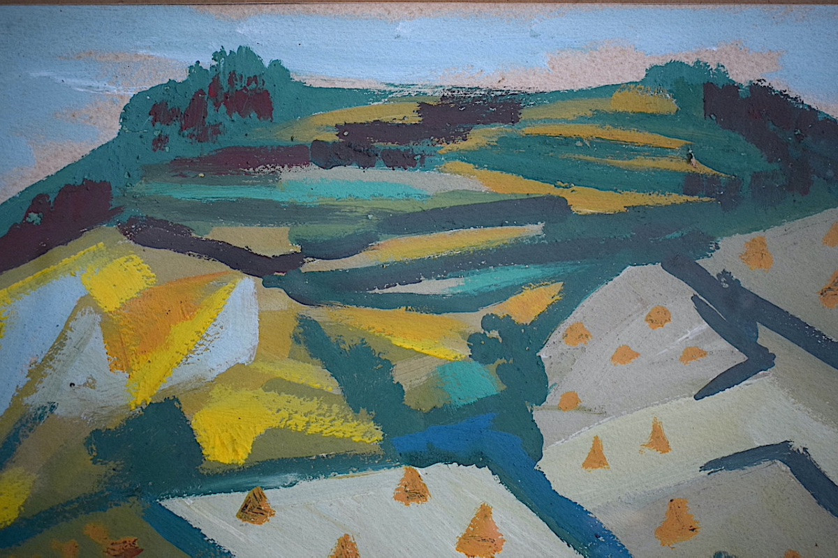 Andrée Jaclet Art Lorrain Harvest Polignac Haute – Loire Auvergne 20th Century Semi Abstract Rt1302-photo-3