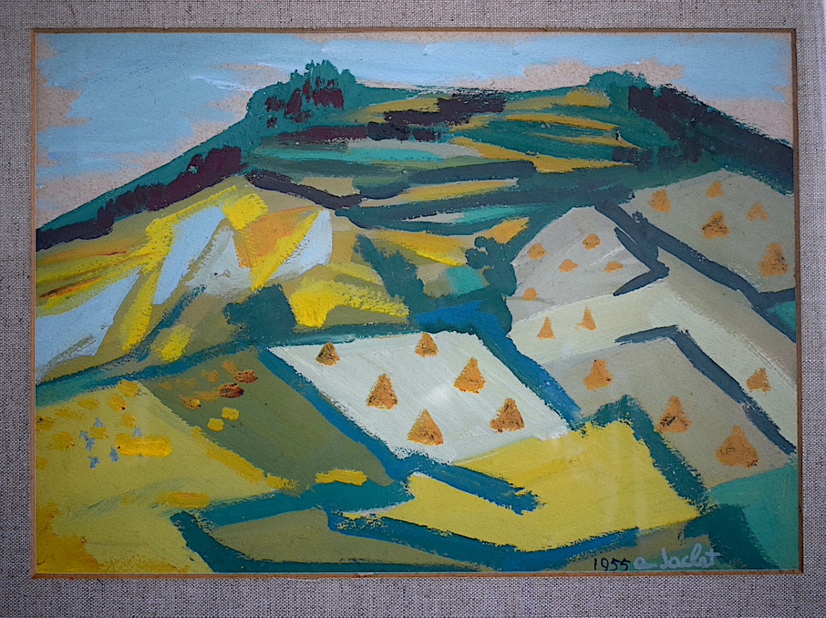 Andrée Jaclet Art Lorrain Harvest Polignac Haute – Loire Auvergne 20th Century Semi Abstract Rt1302-photo-1