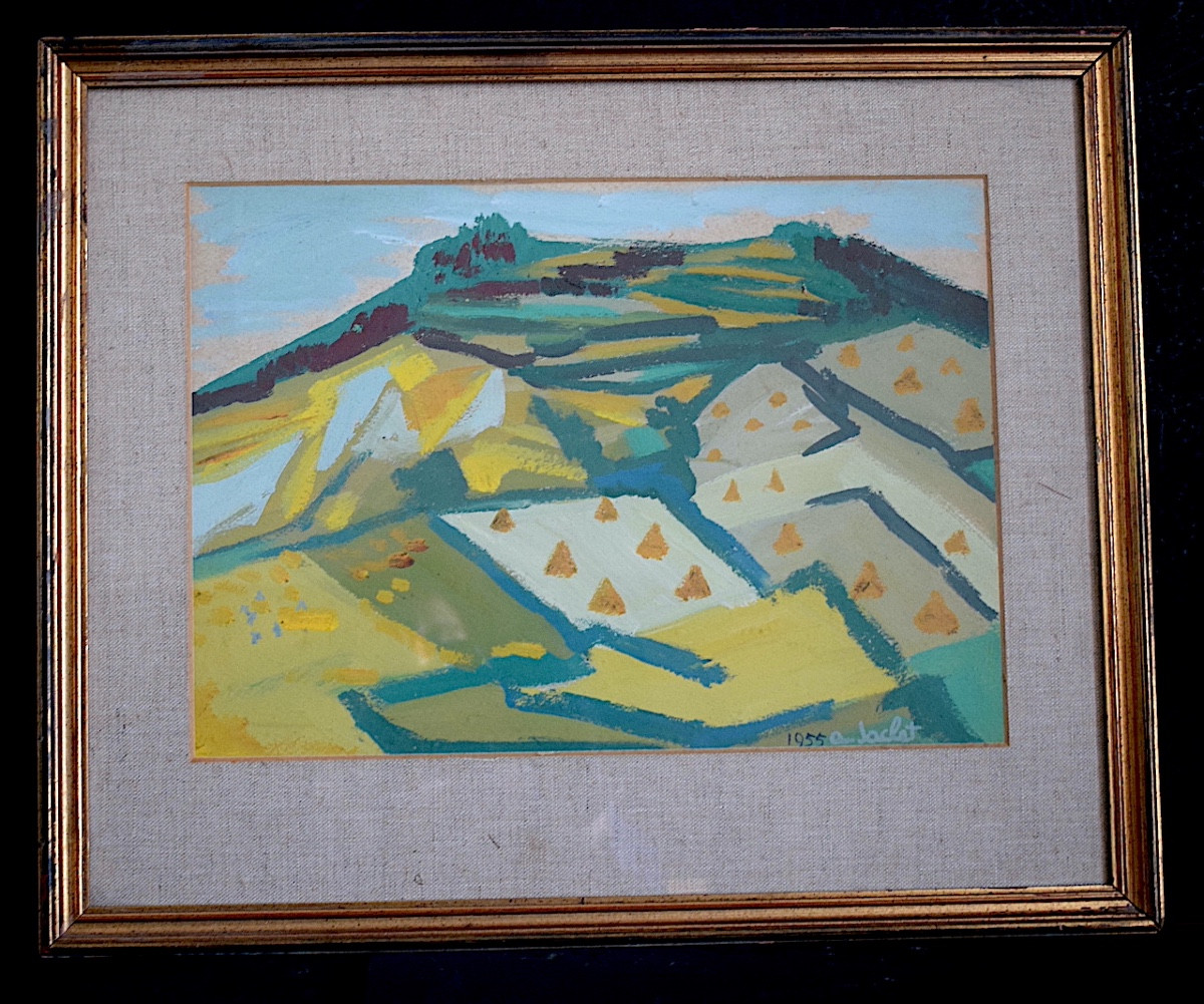 Andrée Jaclet Art Lorrain Harvest Polignac Haute – Loire Auvergne 20th Century Semi Abstract Rt1302