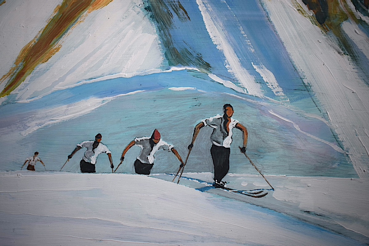 Mountain Landscape Snow Skiing Dolomites Italy Signed To Identify 20th Century Rt1305-photo-3