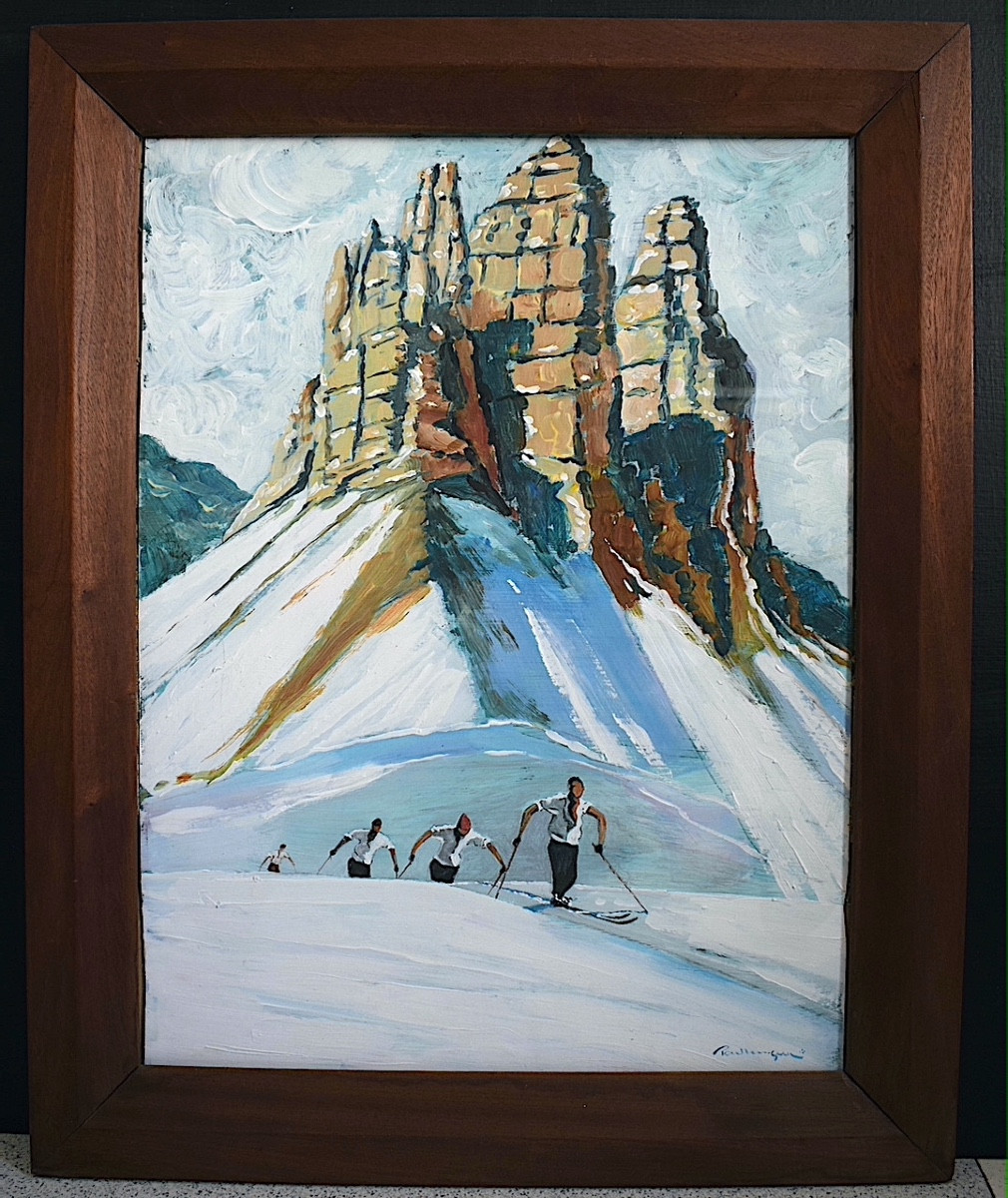 Mountain Landscape Snow Skiing Dolomites Italy Signed To Identify 20th Century Rt1305-photo-7