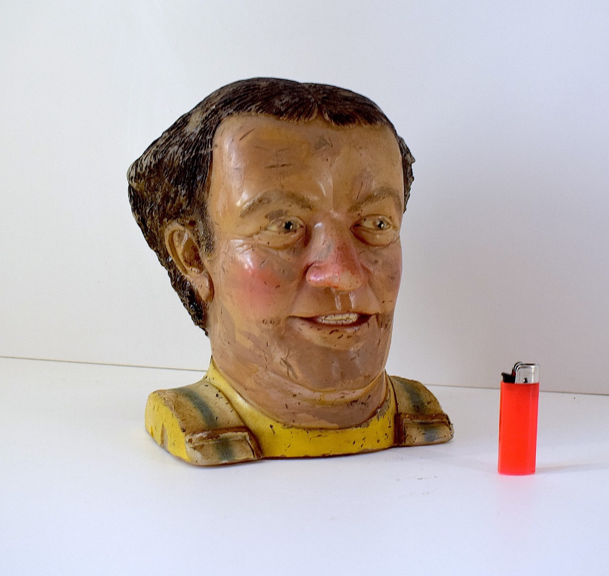 Sculpture Curiosity Candle Bust Head In Old Wax Of Coluche Ref1120-photo-8