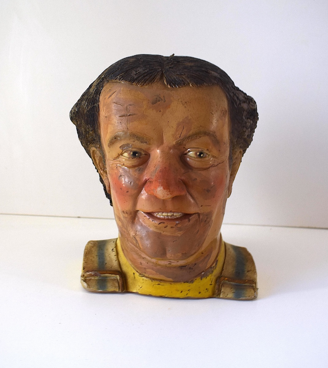 Sculpture Curiosity Candle Bust Head In Old Wax Of Coluche Ref1120