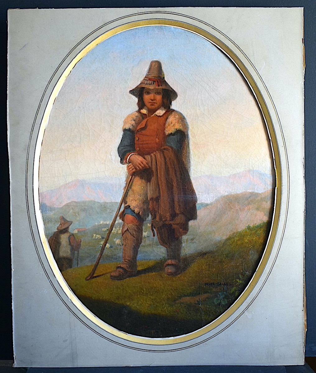 Jules Salles Signed Little Shepherd Pastoral Scene 19th Century Rt1310