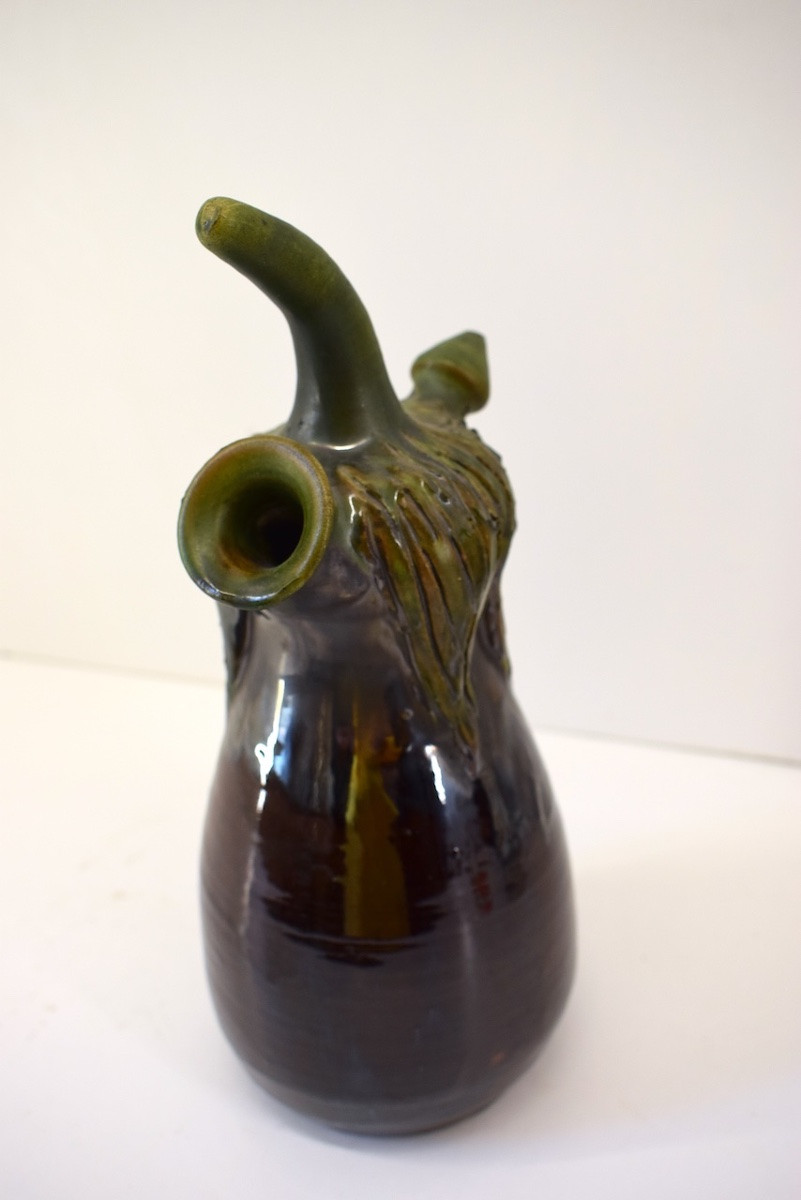 Chevrette Pitcher In Glazed Terracotta, Aubergine Shape, Art Nouveau Style Ref1125-photo-3