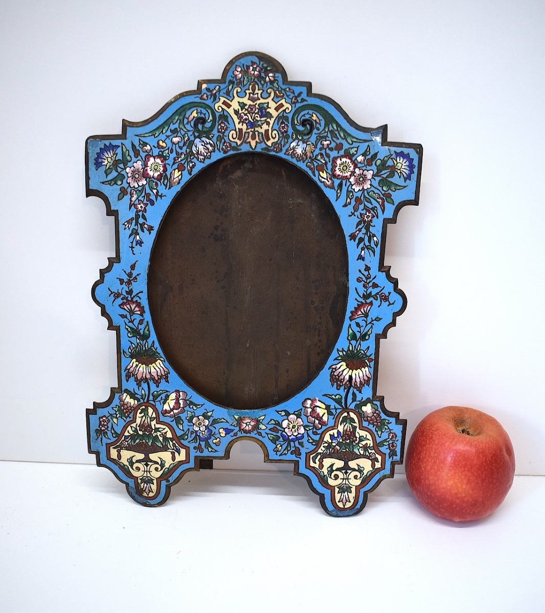 Cadre porte  photo en émaux cloisonnés XIX ème siècle décor de fleurs  émail  ref1129 -photo-2