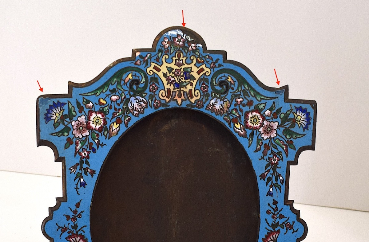 Cadre porte  photo en émaux cloisonnés XIX ème siècle décor de fleurs  émail  ref1129 -photo-5