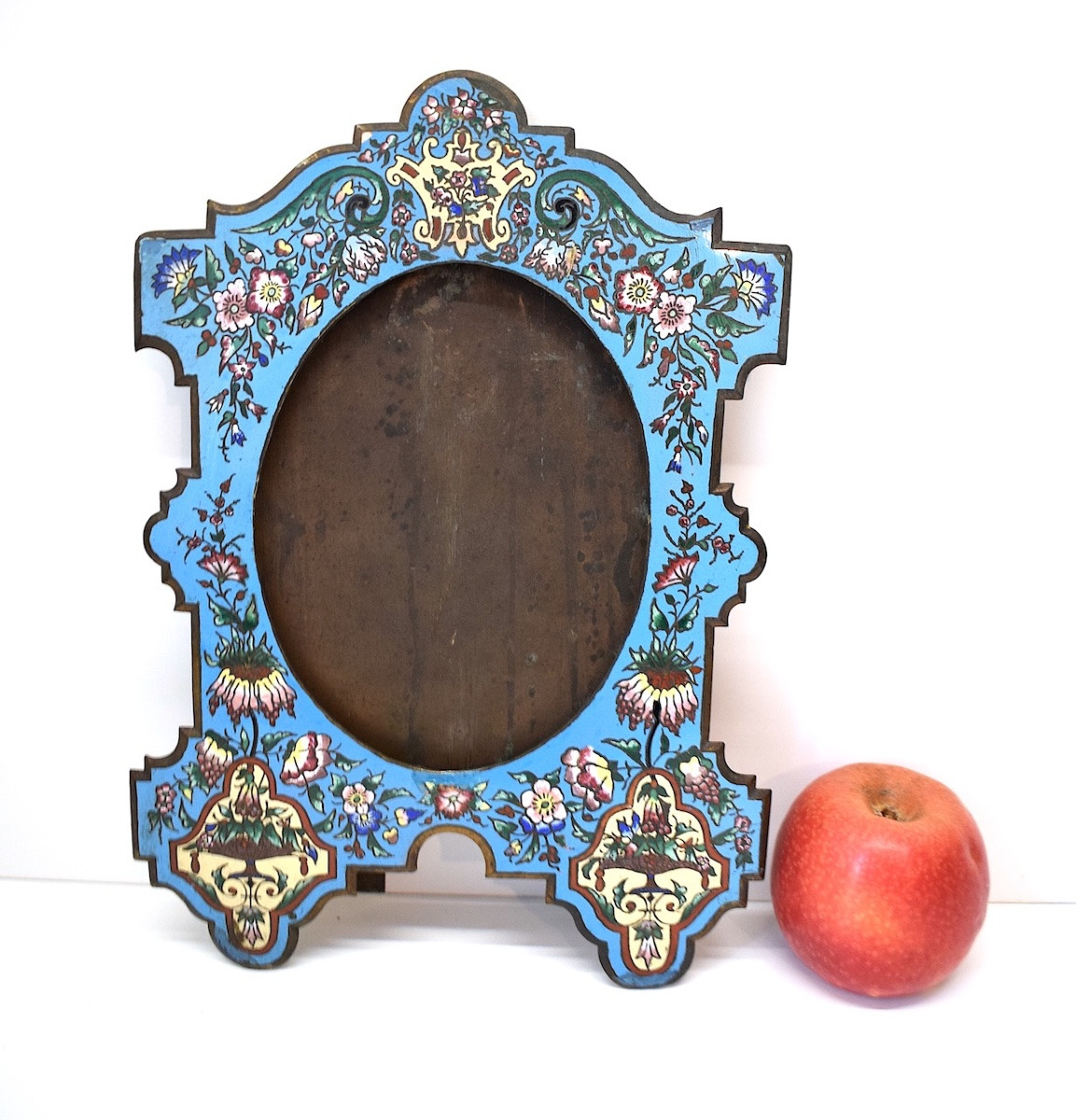 Cadre porte  photo en émaux cloisonnés XIX ème siècle décor de fleurs  émail  ref1129 -photo-8