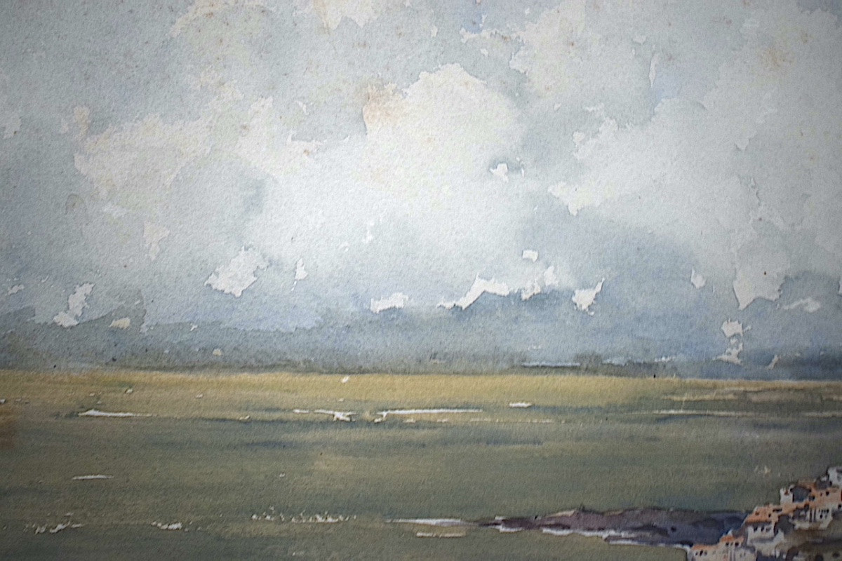 Watercolor Of William Thornley Marine Village  XX Th Rt 1318-photo-6
