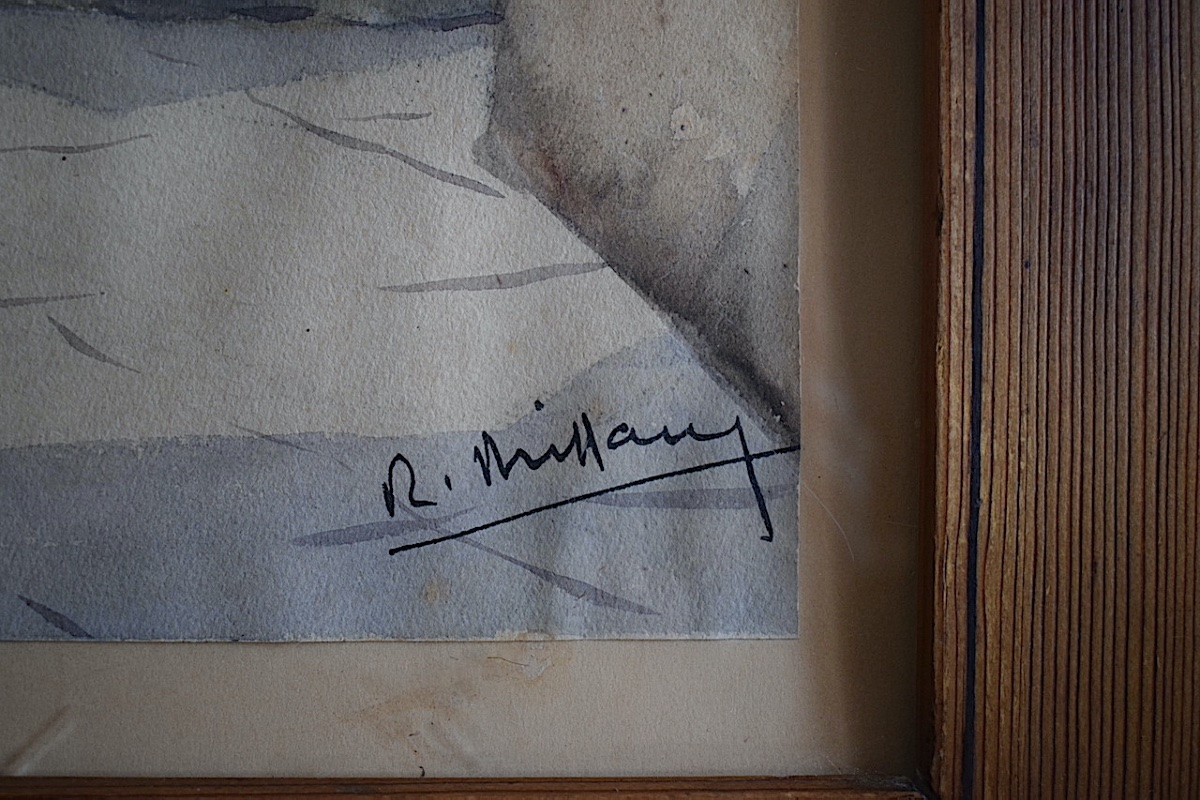 Aquarelle orientaliste scène de marché signé à identifier XIXème siècle RT1323-photo-3