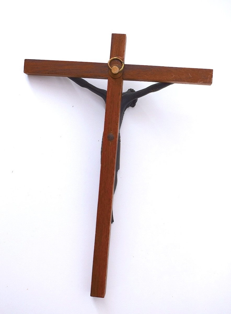 Jean Lambert Rucki Crucifix Bronze Brown Patina And Rosewood Ref1135-photo-1