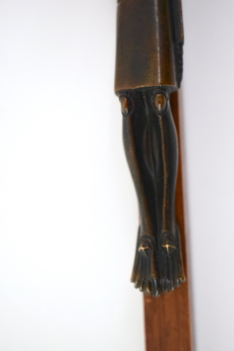 Jean Lambert Rucki Crucifix Bronze Brown Patina And Rosewood Ref1135-photo-3