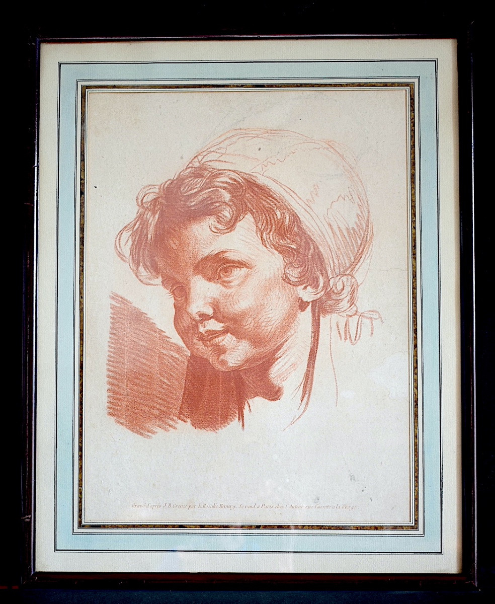 Estampe d'après J B GREUZE par L ROSALIE EMERY Paris début XX ème siècle RT1327-photo-2