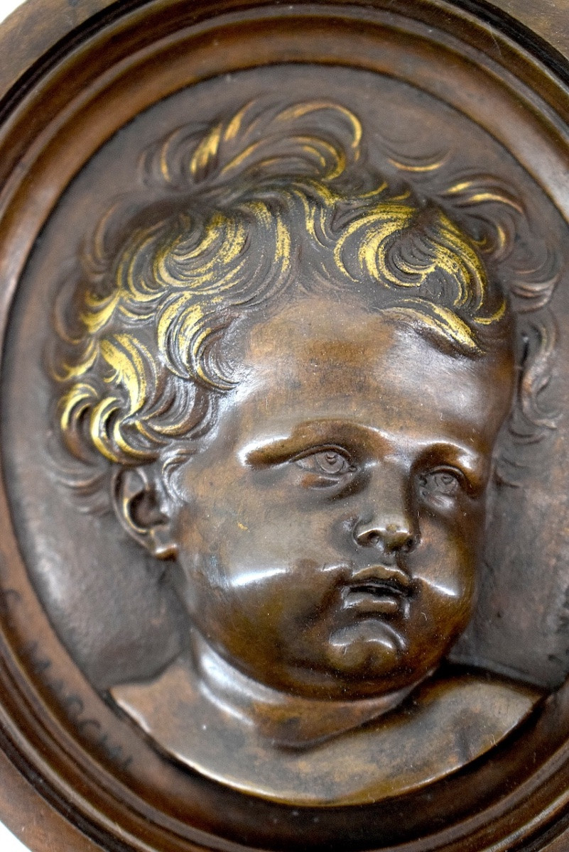 JEAN NOREST  miniature   Médaillon ovale  en bronze portrait enfant  ref1138-photo-4