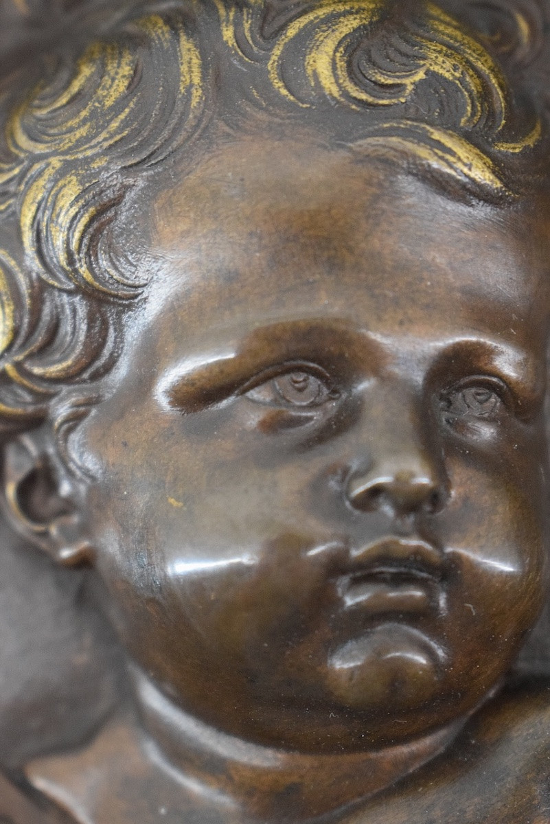 JEAN NOREST  miniature   Médaillon ovale  en bronze portrait enfant  ref1138-photo-2
