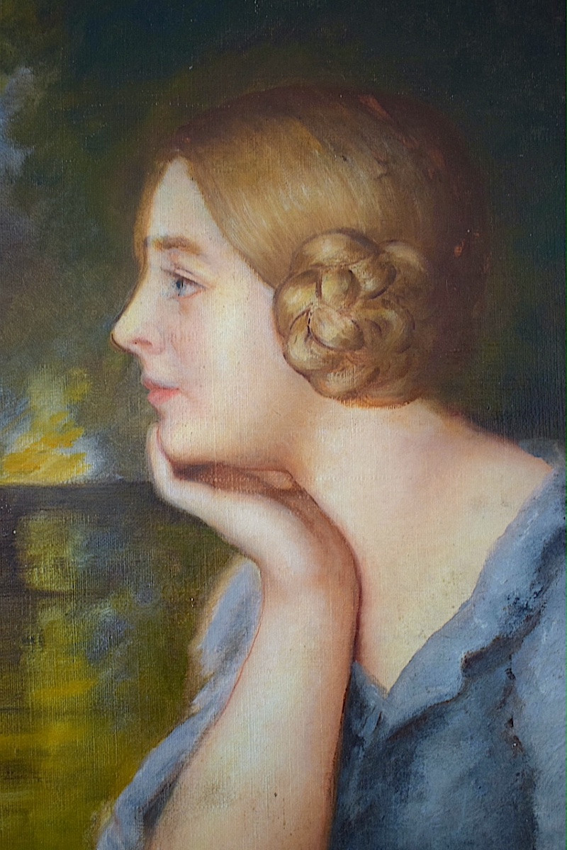 Portrait jeune fille à la lecture romantique non signé XX ème siècle RT1329-photo-4