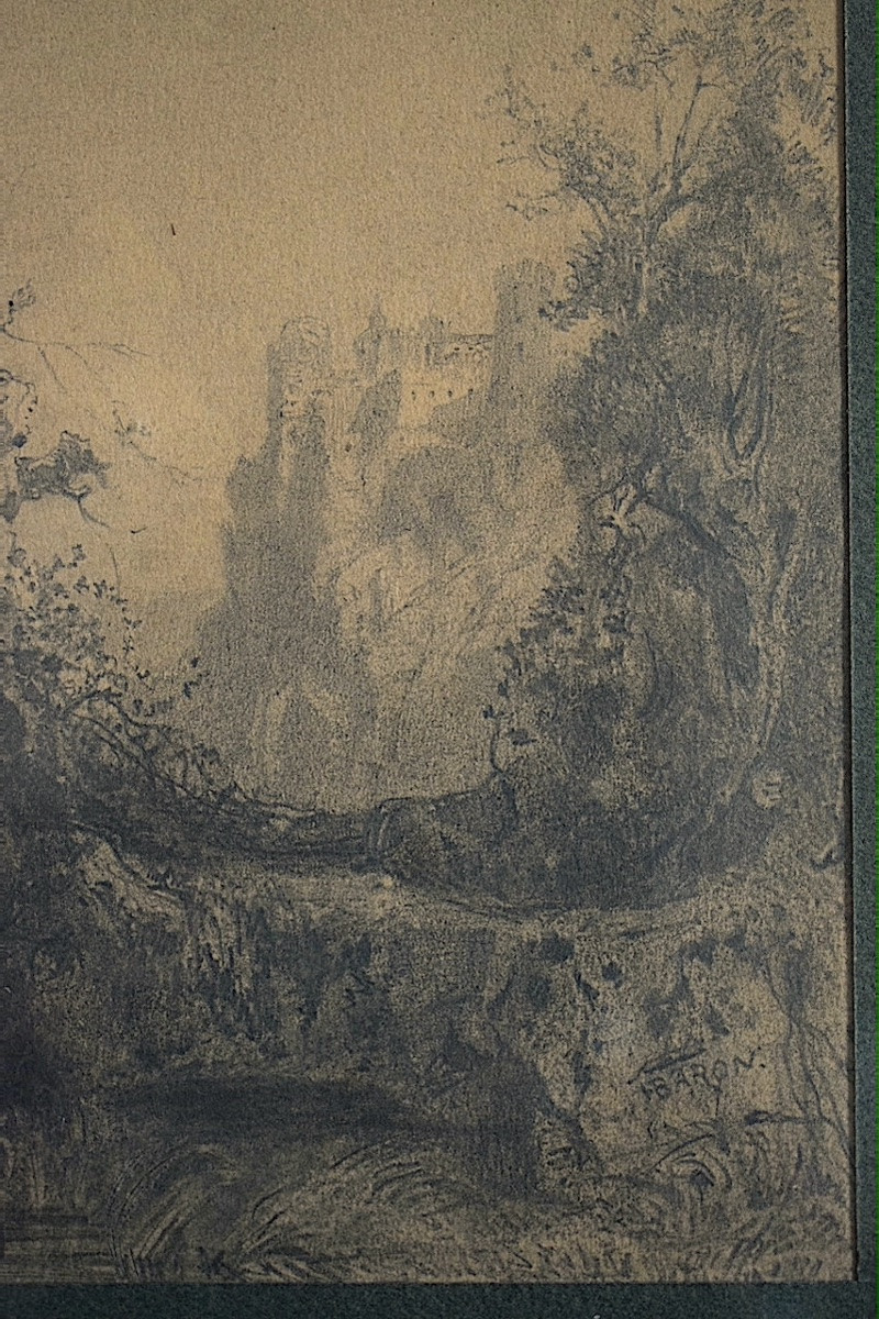 Henri Baron 19th Century French School Romantic Drawing Animated Landscape Gallant Scene Rt1340-photo-4