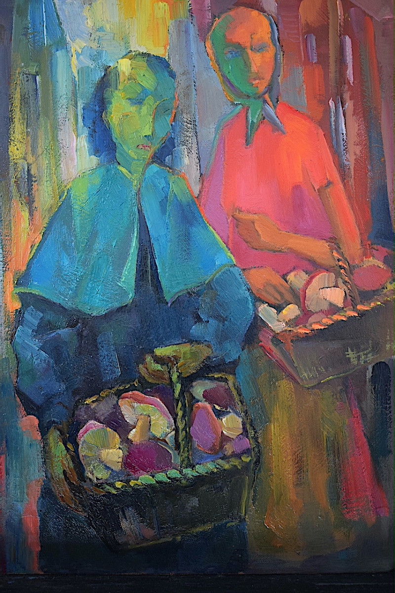  Fauvist Expressionist Mushroom Sellers Unsigned 20th Century Rt1340-photo-2