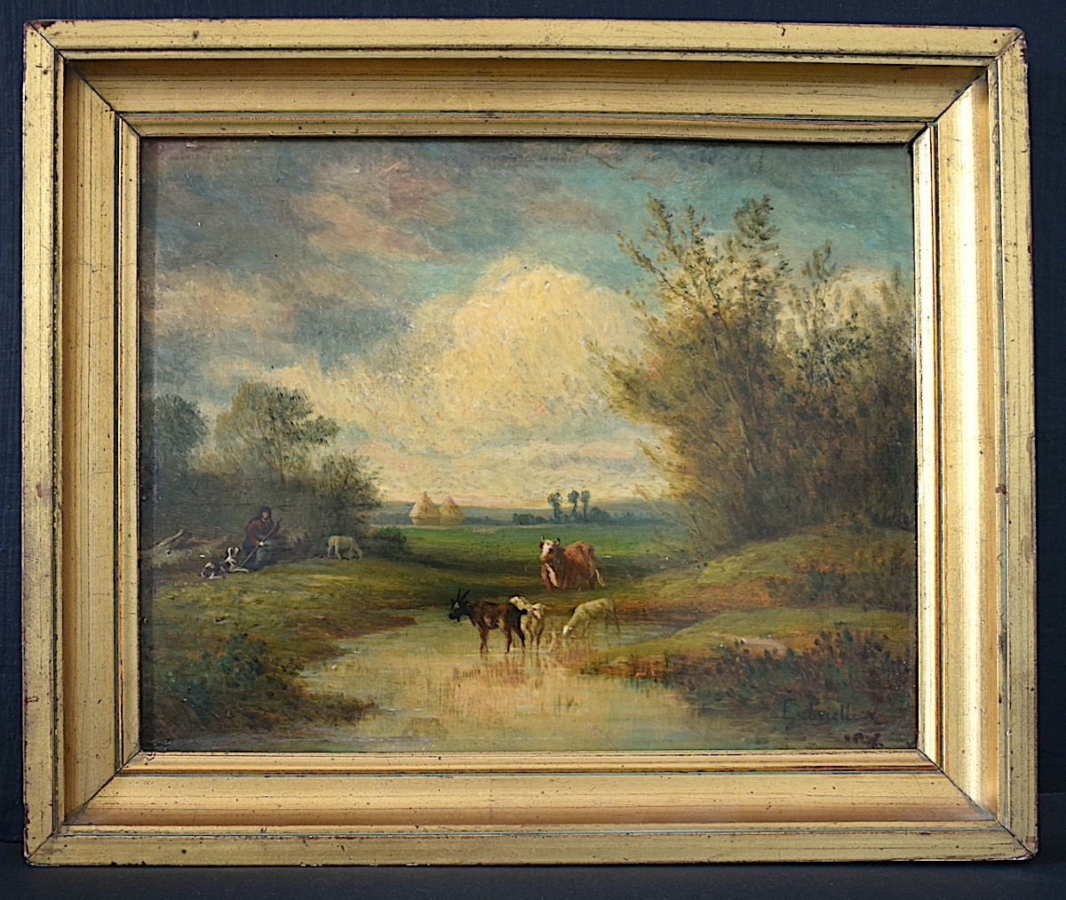 Gaspare Gabrielli Early 19thitaly Iland Animated Pastoral Scene Shepherdess Cows  Rt1341