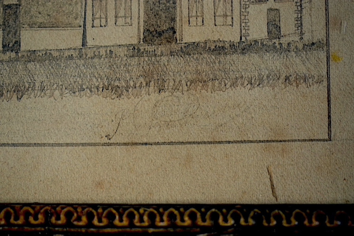 Dessin Le château de Pierrefonds Oise signature à identifier fin XIX ème siècle RT1342-photo-4
