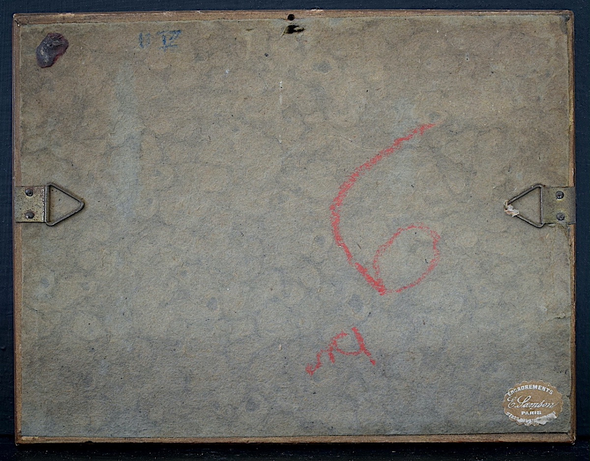 Dessin Lavis signé à identifier paysage  animé pont barques pêcheurs XIX ème siècle  RT1344-photo-4