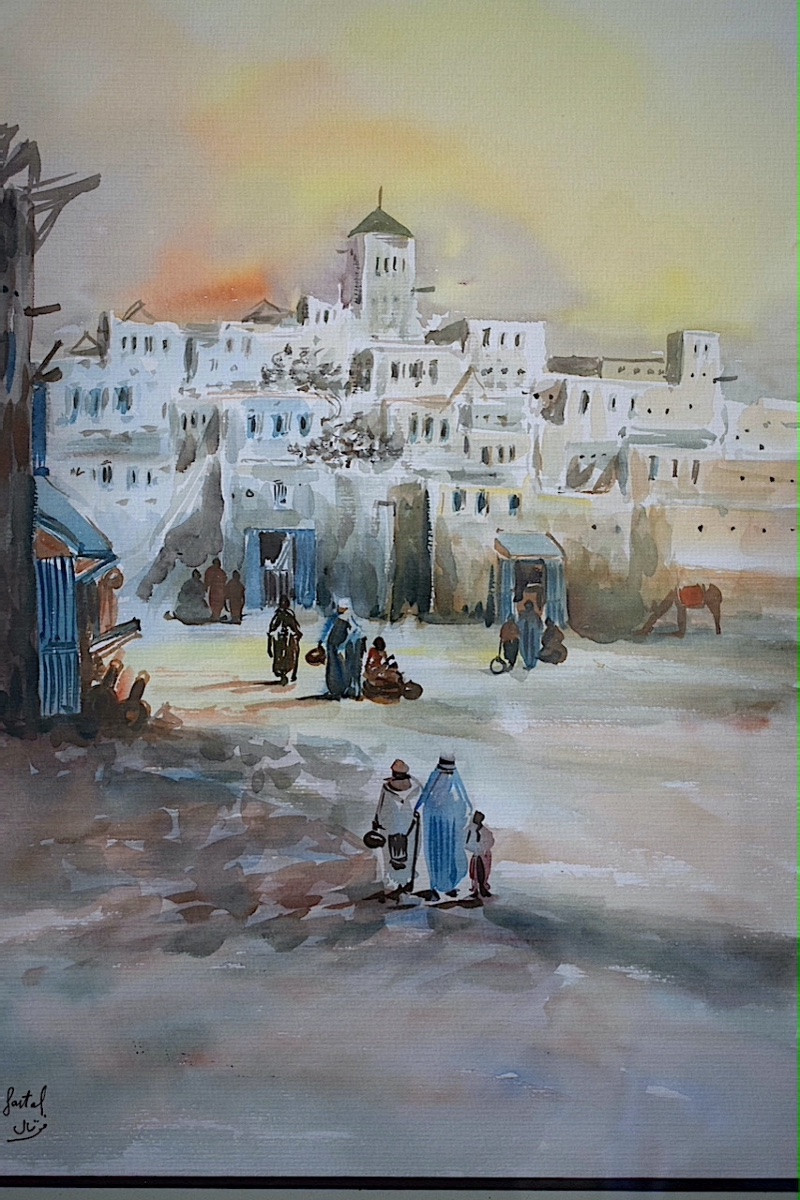 Watercolor Morocco Signed Majid Fartal Animated Landscape 20th Century Rt1350-photo-2