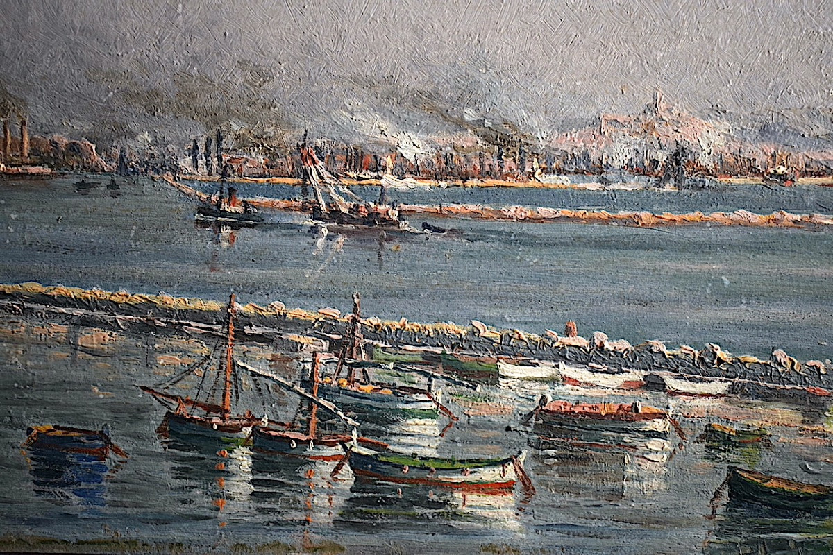 signé R CASSIGNARD daté 1917 marine port bateaux de pêche  XX ème RT1351-photo-3