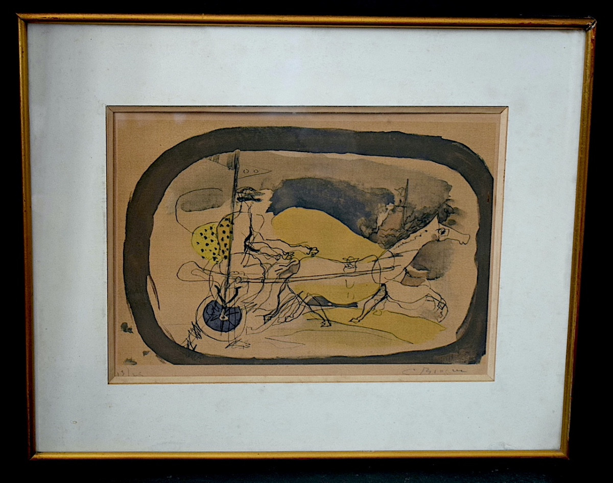 GEORGES BRAQUE lithographie couleur 13/75  titre le chariot XX ème siècle RT1354