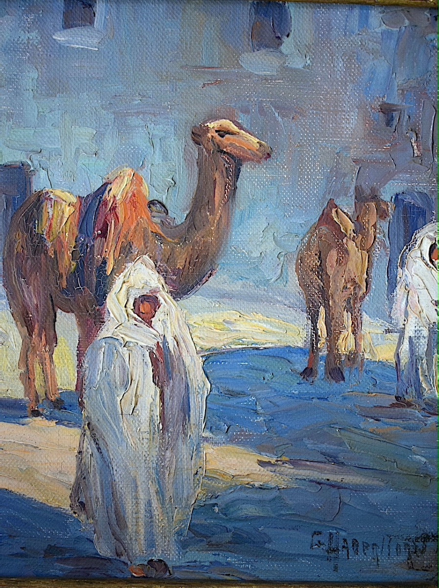 Orientalist Signed To Identify Desert Dromedary Bedouin Algeria Morocco Tunisia XXth Rt1362-photo-3