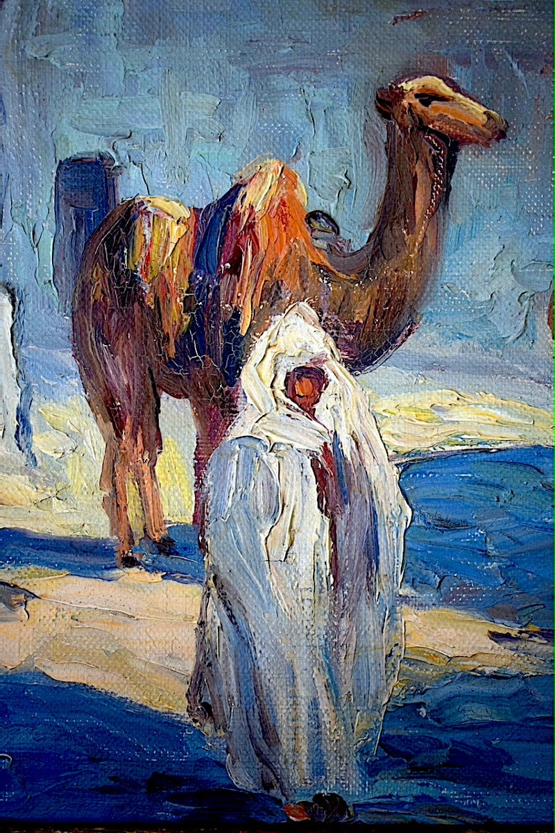 Orientalist Signed To Identify Desert Dromedary Bedouin Algeria Morocco Tunisia XXth Rt1362-photo-2